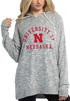 Nebraska Cornhuskers Womens Grey Cozy Tunic Hooded Sweatshirt