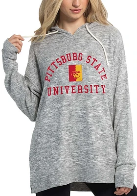Pitt State Gorillas Womens Grey Cozy Tunic Hooded Sweatshirt
