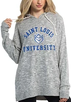 Saint Louis Billikens Womens Grey Cozy Tunic Hooded Sweatshirt