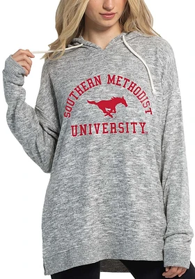 SMU Mustangs Womens Grey Cozy Tunic Hooded Sweatshirt