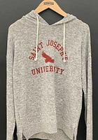 Saint Josephs Hawks Womens Grey Cozy Tunic Hooded Sweatshirt