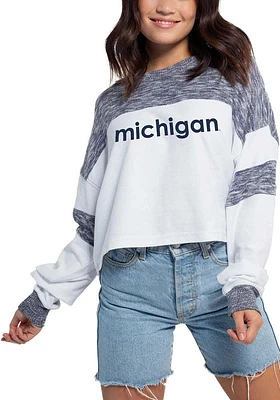 Michigan Wolverines Womens White Cozy Colorblock LS Tee