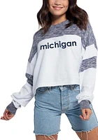 Michigan Wolverines Womens White Cozy Colorblock LS Tee