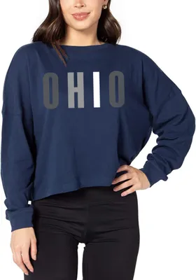 Ohio Navy Boxy Long Sleeve Crop T-Shirt