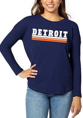 Detroit Womens Navy Blue Modern LS Tee