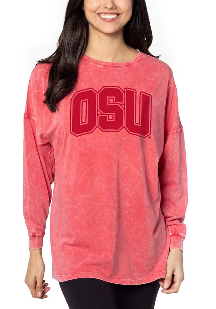 Ohio State Buckeyes Womens Red Big LS Tee