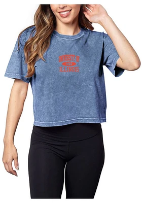 Illinois Fighting Illini Womens Navy Blue Short and Sweet Sleeve T-Shirt