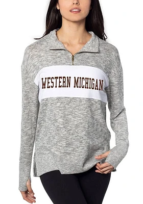 Western Michigan Broncos Womens Grey Cozy Qtr Zip