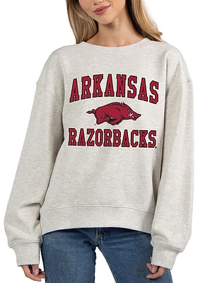 Arkansas Razorbacks Womens Ash Old School Crew Sweatshirt