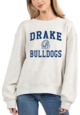 Drake Bulldogs Womens Ash Old School Crew Sweatshirt