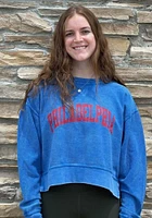Philadelphia Womens Blue Boxy Pullover Crew Sweatshirt