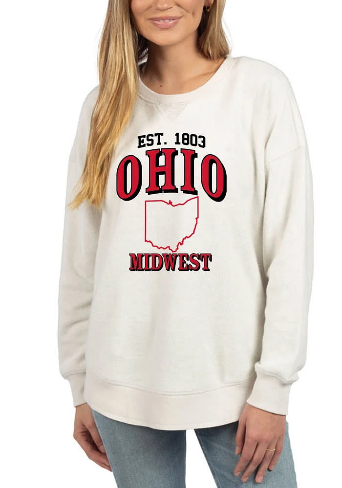 Ohio Womens White Graphic Crew Sweatshirt