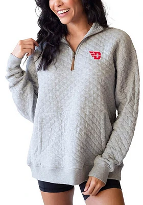 Dayton Flyers Womens Grey Quilted 1/4 Zip Pullover