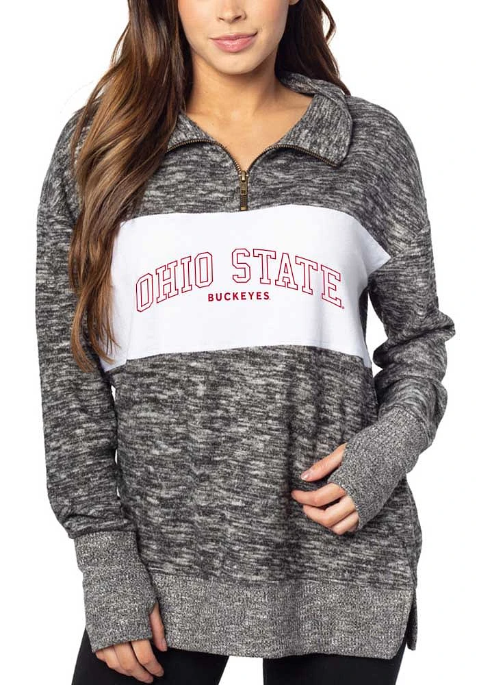 Ohio State Buckeyes Womens Black Cozy 1/4 Zip Pullover