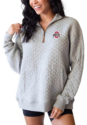 Ohio State Buckeyes Womens Grey Quilted Qtr Zip