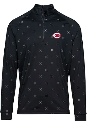 Levelwear Cincinnati Reds Mens Black Finley Long Sleeve Qtr Zip Pullover