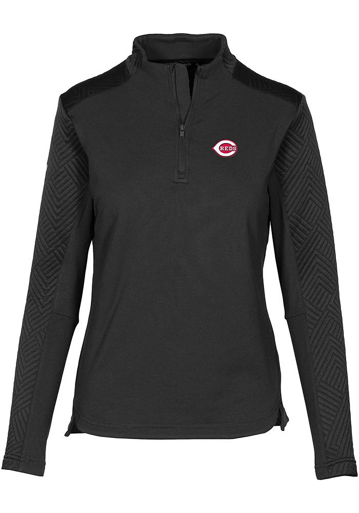 Levelwear Cincinnati Reds Womens Black Daybreak 1/4 Zip Pullover