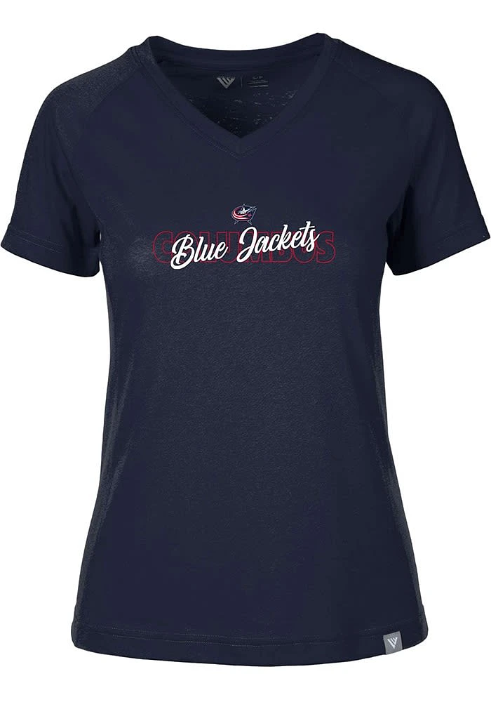 Levelwear Columbus Blue Jackets Womens Navy Ariya Faded Short Sleeve T-Shirt