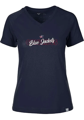 Levelwear Columbus Blue Jackets Womens Navy Ariya Faded Short Sleeve T-Shirt