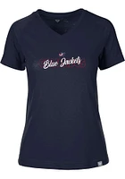 Levelwear Columbus Blue Jackets Womens Navy Ariya Faded Short Sleeve T-Shirt