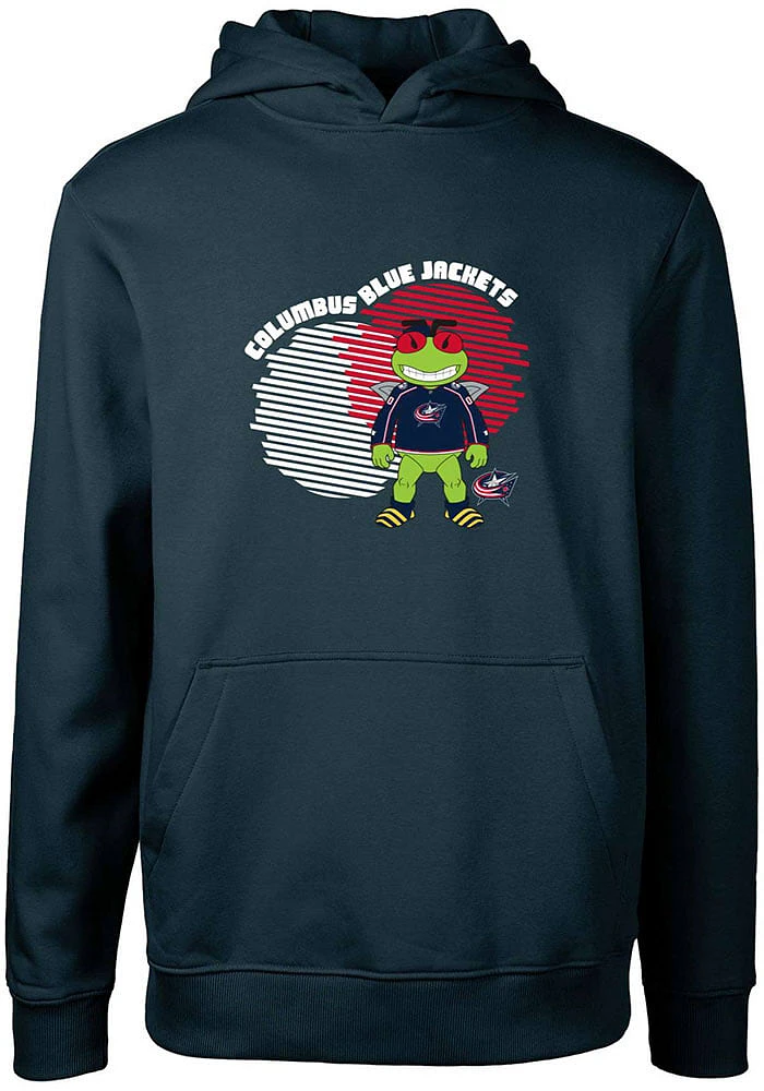 Levelwear Columbus Blue Jackets Youth Navy Podium Jr Mascot Long Sleeve Hoodie