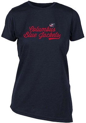 Levelwear Columbus Blue Jackets Womens Navy Birch Chirography Short Sleeve T-Shirt