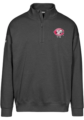 Levelwear Cincinnati Reds Mens Black Murray Cooperstown Long Sleeve 1/4 Zip Pullover