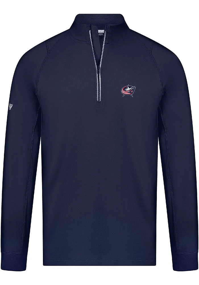 Levelwear Columbus Blue Jackets Mens Navy Theory Embroidered Long Sleeve 1/4 Zip Pullover