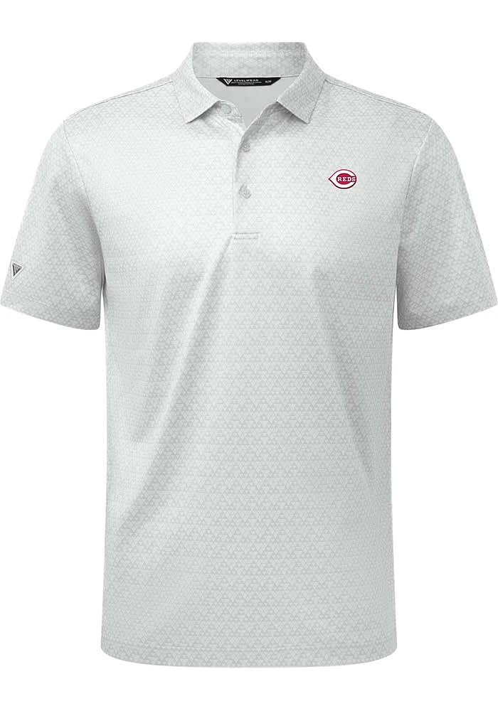 Levelwear Cincinnati Reds Mens White System Short Sleeve Polo