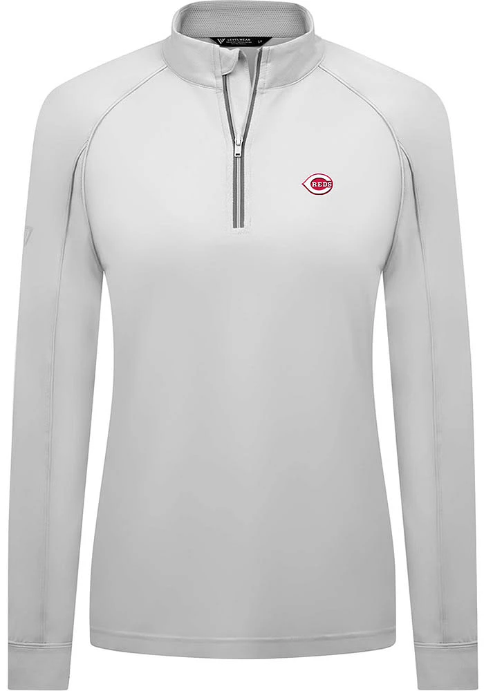 Levelwear Cincinnati Reds Womens White Kinetic Qtr Zip