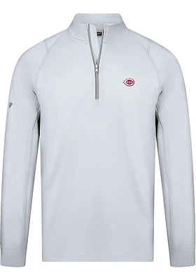 Levelwear Cincinnati Reds Mens White Theory Long Sleeve Qtr Zip Pullover