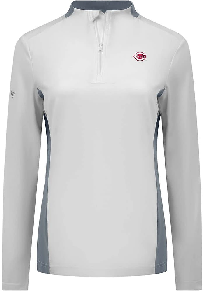 Levelwear Cincinnati Reds Womens White Moxie 1/4 Zip Pullover