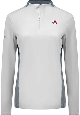 Levelwear Cincinnati Reds Womens White Moxie 1/4 Zip Pullover