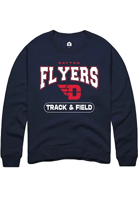 Rally Dayton Flyers Mens Navy Blue Track & Field Long Sleeve Crew Sweatshirt