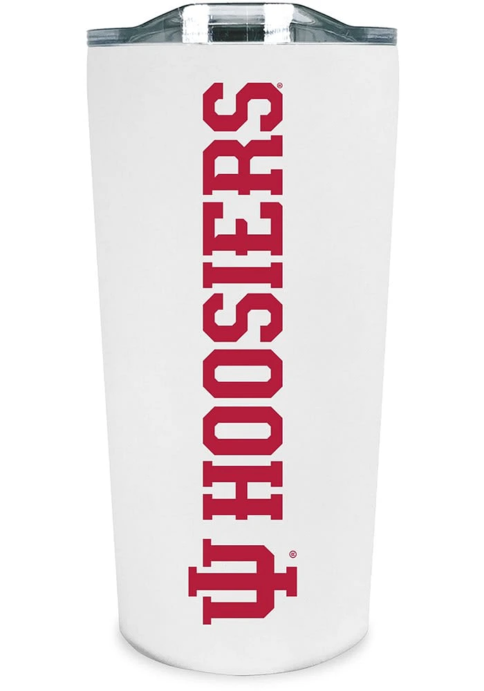 Indiana Hoosiers Team Logo 18 oz Soft Touch Stainless Steel Tumbler - White