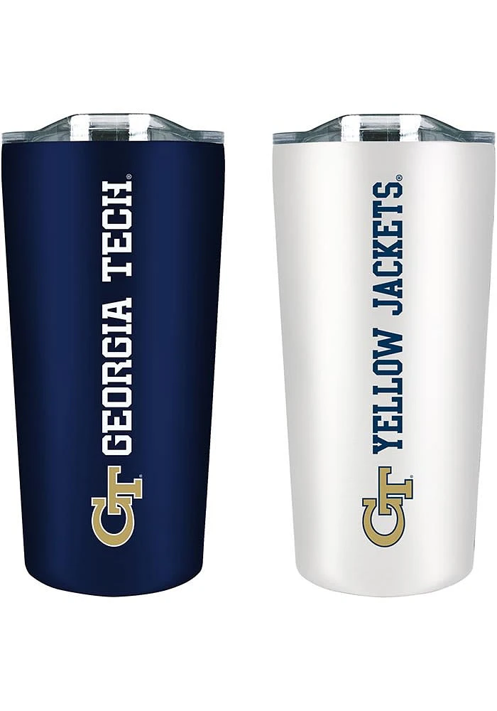 GA Tech Yellow Jackets Set of 2 18oz Soft Touch Stainless Tumbler - Navy Blue