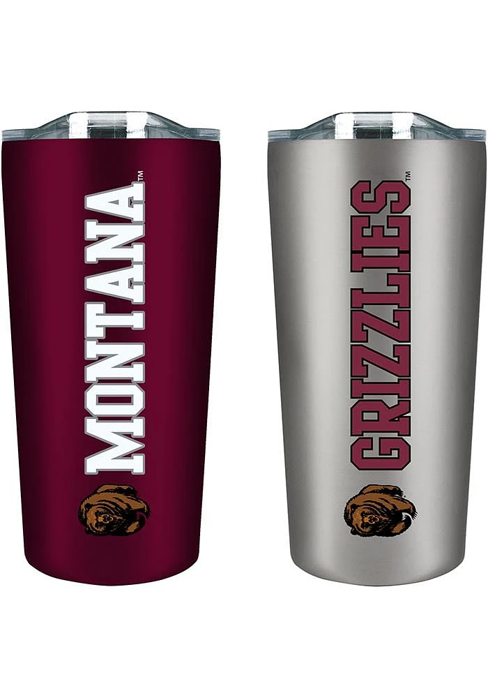 Montana Grizzlies Set of 2 18oz Soft Touch Stainless Tumbler - Burgundy
