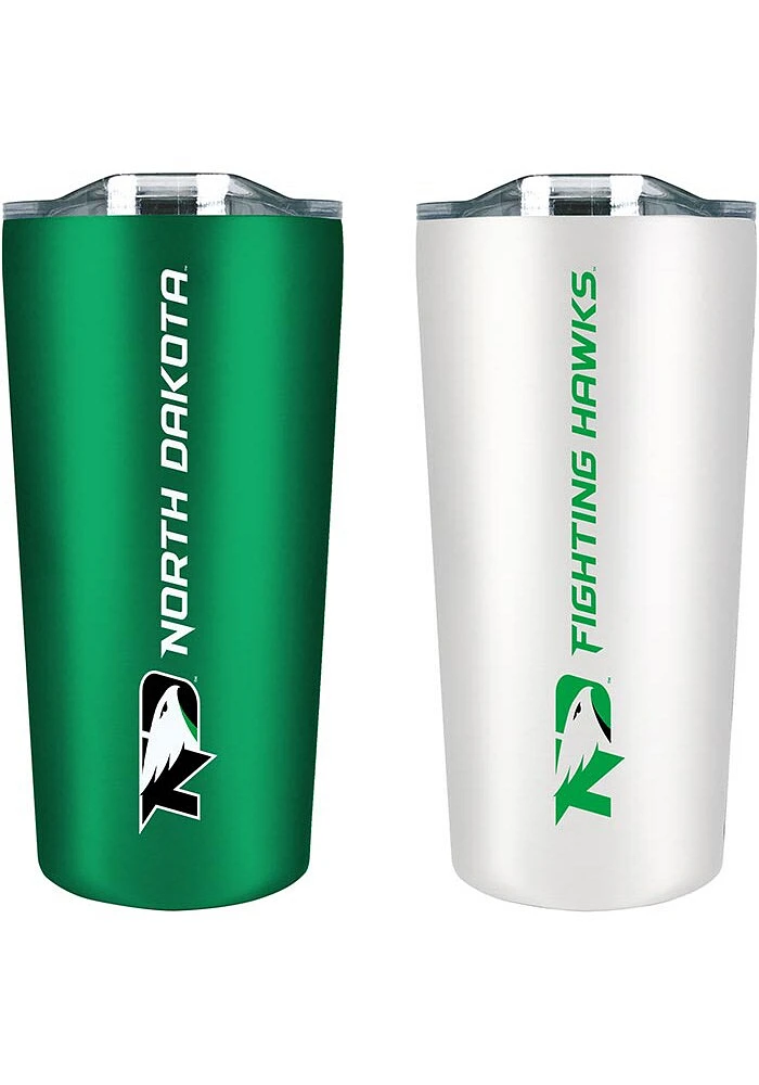 North Dakota Fighting Hawks Set of 2 18oz Soft Touch Stainless Tumbler - Green