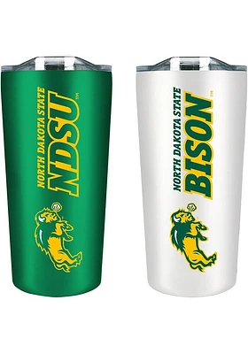 North Dakota State Bison Set of 2 18oz Soft Touch Stainless Tumbler - Green