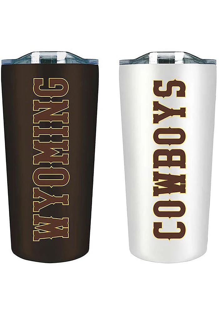 Wyoming Cowboys Set of 2 18oz Soft Touch Stainless Tumbler - Black
