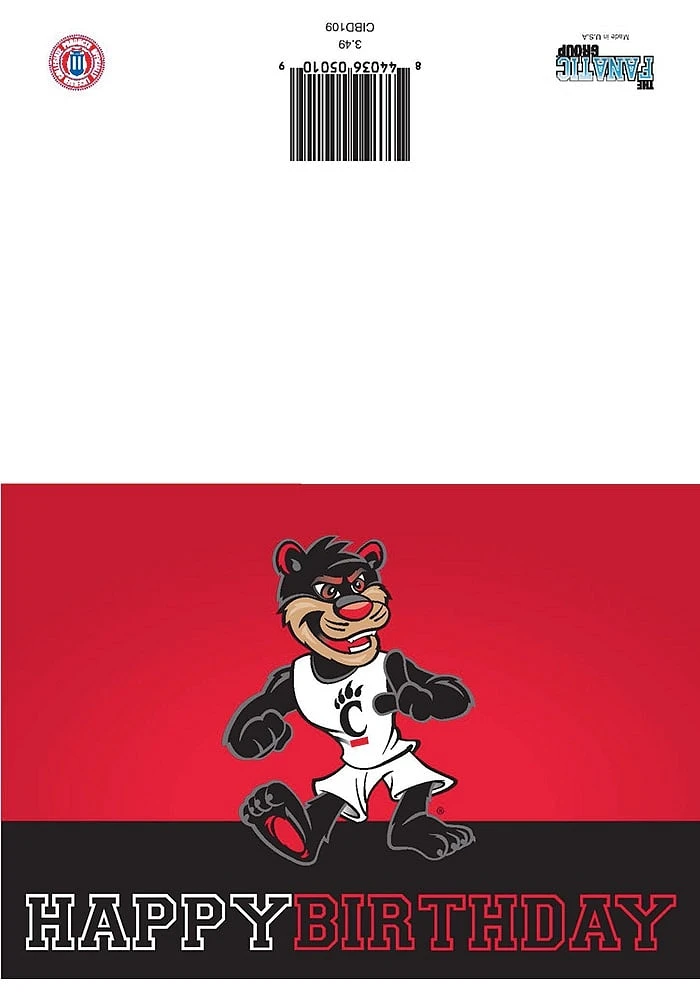 Cincinnati Bearcats Birthday Team Logo Card - Red