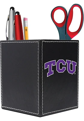 TCU Horned Frogs Leather Desk Caddy