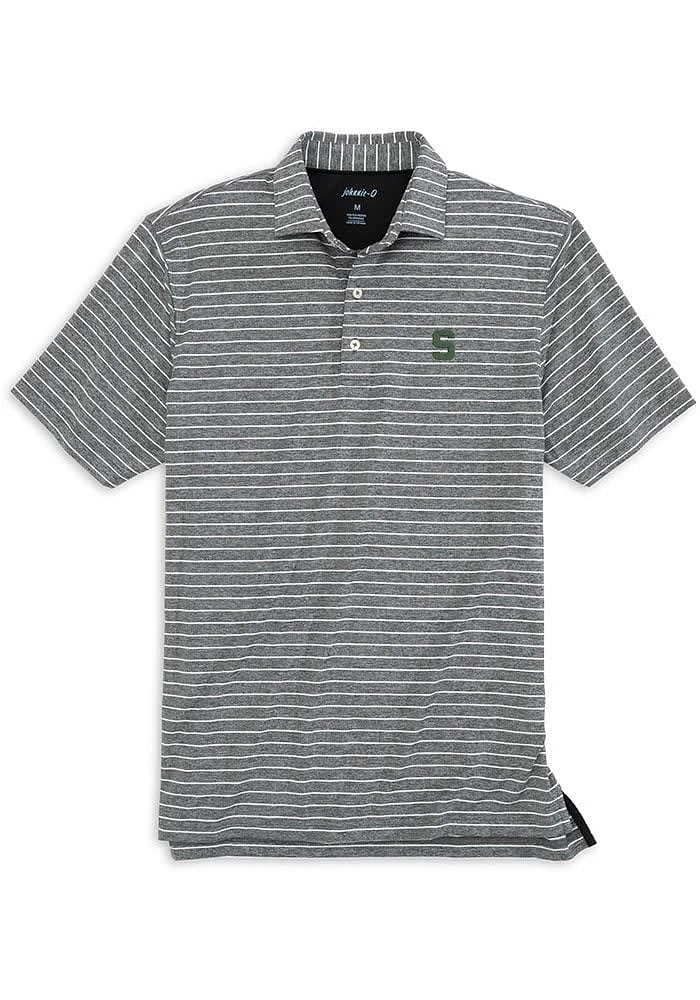 Johnnie O Michigan State Spartans Mens Black Newton Heathered Stripe Short Sleeve Fashion Polo