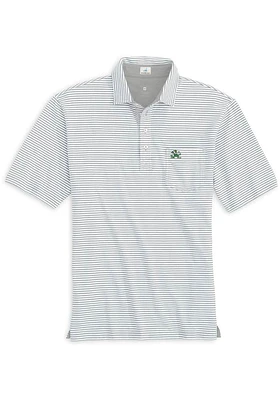 Johnnie O Notre Dame Fighting Irish Mens Grey Nelly Striped Pocket Short Sleeve Fashion Polo