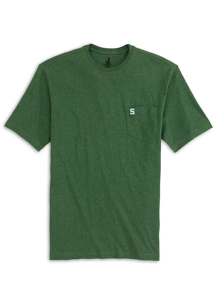 Johnnie O Michigan State Spartans Green Heathered Tyler Pocket Short Sleeve T Shirt