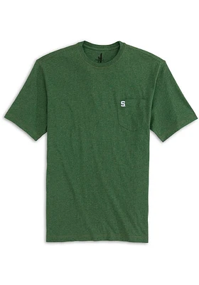 Johnnie O Michigan State Spartans Green Heathered Tyler Pocket Short Sleeve T Shirt
