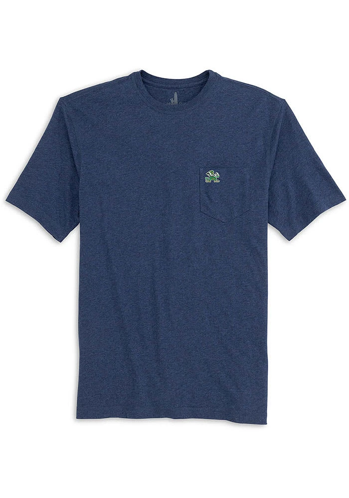 Johnnie O Notre Dame Fighting Irish Navy Blue Heathered Tyler Pocket Short Sleeve T Shirt