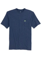 Johnnie O Notre Dame Fighting Irish Navy Blue Heathered Tyler Pocket Short Sleeve T Shirt