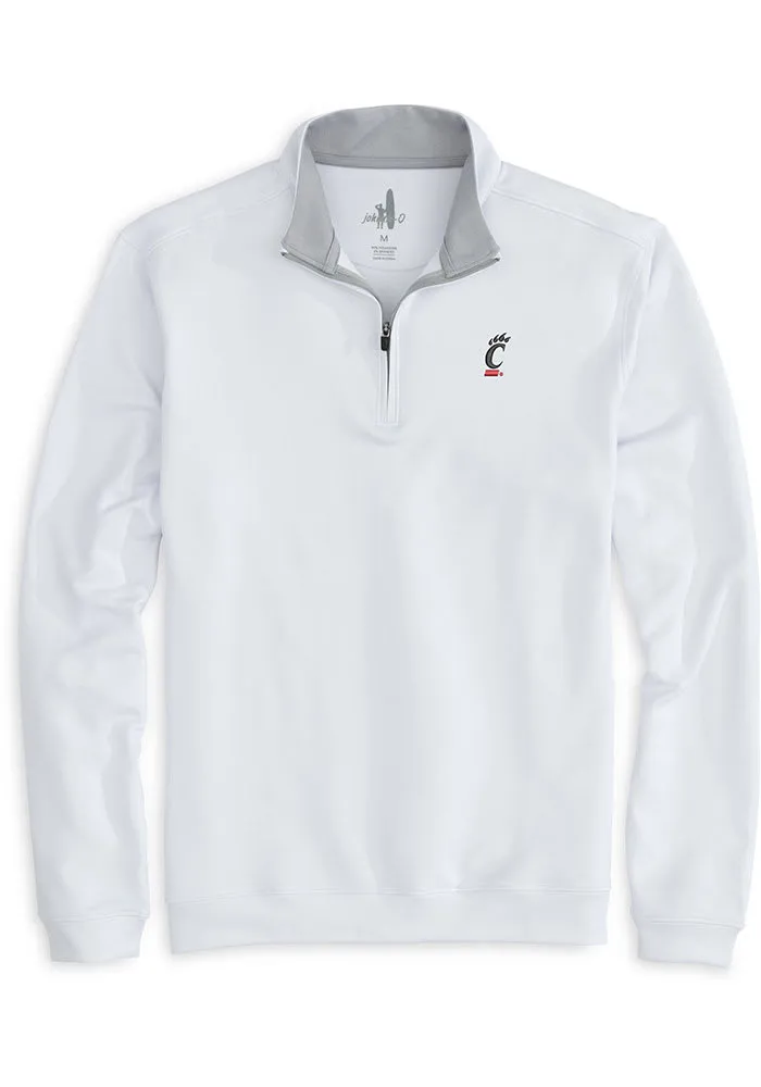 Johnnie O Cincinnati Bearcats Mens White Diaz Lightweight Long Sleeve 1/4 Zip Pullover