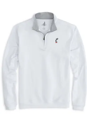 Johnnie O Cincinnati Bearcats Mens White Diaz Lightweight Long Sleeve Qtr Zip Pullover